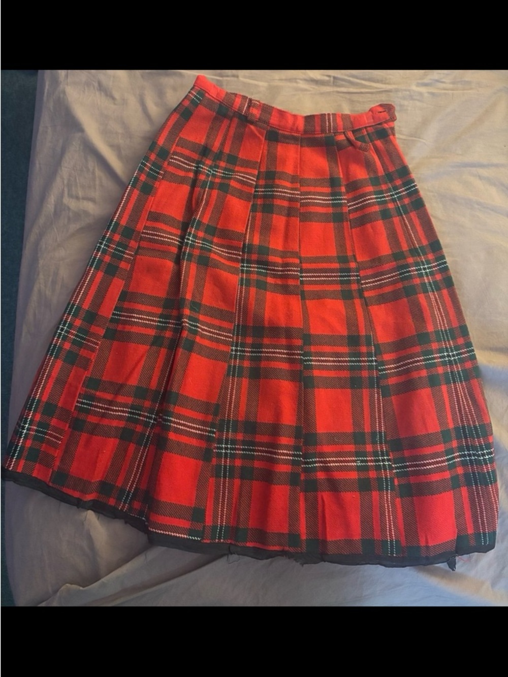 Vintage Summit Pleated Plaid Midi Skirt